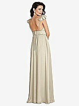 Rear View Thumbnail - Champagne Deep V-Neck Ruffle Cap Sleeve Maxi Dress with Convertible Straps
