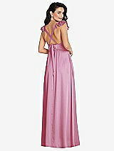 Alt View 1 Thumbnail - Powder Pink Deep V-Neck Ruffle Cap Sleeve Maxi Dress with Convertible Straps