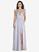 Front View Thumbnail - Silver Dove Deep V-Neck Ruffle Cap Sleeve Maxi Dress with Convertible Straps