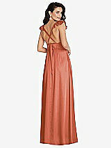 Alt View 1 Thumbnail - Terracotta Copper Deep V-Neck Ruffle Cap Sleeve Maxi Dress with Convertible Straps