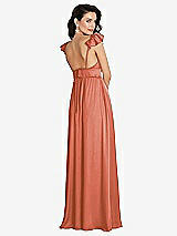 Rear View Thumbnail - Terracotta Copper Deep V-Neck Ruffle Cap Sleeve Maxi Dress with Convertible Straps