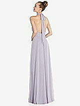 Rear View Thumbnail - Moondance Halter Backless Maxi Dress with Crystal Button Ruffle Placket