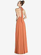 Rear View Thumbnail - Sweet Melon Halter Backless Maxi Dress with Crystal Button Ruffle Placket