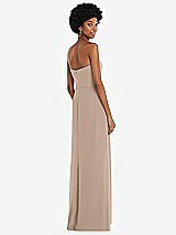 Rear View Thumbnail - Topaz Strapless Sweetheart Maxi Dress with Pleated Front Slit 