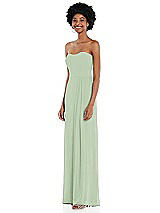 Side View Thumbnail - Celadon Strapless Sweetheart Maxi Dress with Pleated Front Slit 
