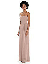 Side View Thumbnail - Neu Nude Strapless Sweetheart Maxi Dress with Pleated Front Slit 