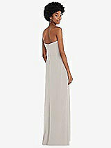 Rear View Thumbnail - Oyster Strapless Sweetheart Maxi Dress with Pleated Front Slit 