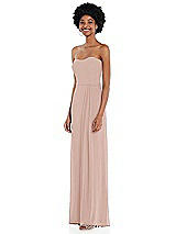Side View Thumbnail - Toasted Sugar Strapless Sweetheart Maxi Dress with Pleated Front Slit 