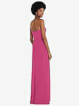 Rear View Thumbnail - Tea Rose Strapless Sweetheart Maxi Dress with Pleated Front Slit 