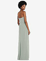 Rear View Thumbnail - Willow Green Strapless Sweetheart Maxi Dress with Pleated Front Slit 
