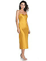 Side View Thumbnail - NYC Yellow Open-Back Convertible Strap Midi Bias Slip Dress