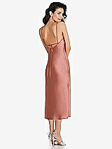Rear View Thumbnail - Desert Rose Open-Back Convertible Strap Midi Bias Slip Dress