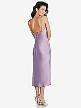 Rear View Thumbnail - Pale Purple Open-Back Convertible Strap Midi Bias Slip Dress