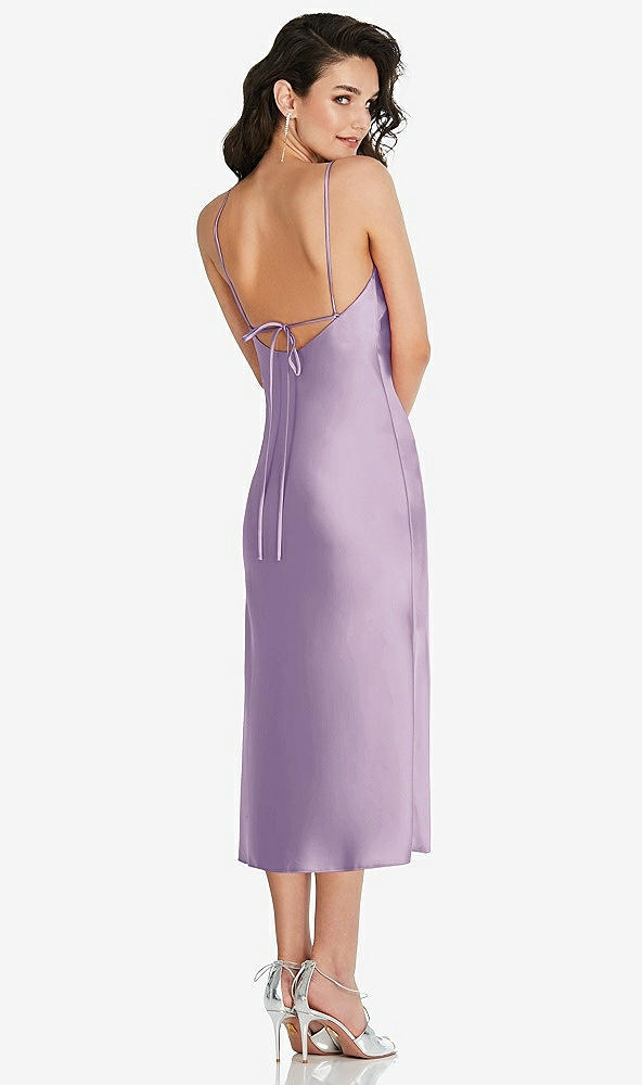 Back View - Pale Purple Open-Back Convertible Strap Midi Bias Slip Dress