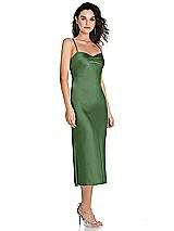 Side View Thumbnail - Vineyard Green Open-Back Convertible Strap Midi Bias Slip Dress