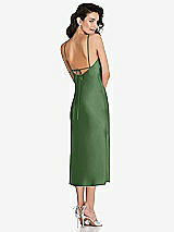 Rear View Thumbnail - Vineyard Green Open-Back Convertible Strap Midi Bias Slip Dress