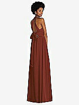 Rear View Thumbnail - Auburn Moon Stand Collar Cutout Tie Back Maxi Dress with Front Slit