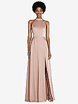 Front View Thumbnail - Toasted Sugar Stand Collar Cutout Tie Back Maxi Dress with Front Slit