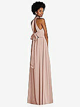 Rear View Thumbnail - Toasted Sugar Stand Collar Cutout Tie Back Maxi Dress with Front Slit