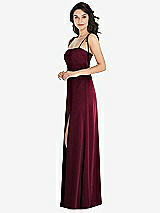 Side View Thumbnail - Cabernet Skinny Tie-Shoulder Satin Maxi Dress with Front Slit