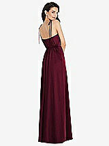 Rear View Thumbnail - Cabernet Skinny Tie-Shoulder Satin Maxi Dress with Front Slit