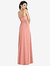 Rear View Thumbnail - Rose - PANTONE Rose Quartz Skinny Tie-Shoulder Satin Maxi Dress with Front Slit