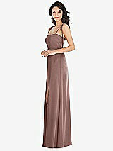 Side View Thumbnail - Sienna Skinny Tie-Shoulder Satin Maxi Dress with Front Slit