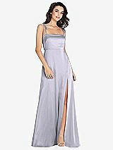 Alt View 1 Thumbnail - Silver Dove Skinny Tie-Shoulder Satin Maxi Dress with Front Slit