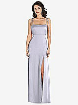 Front View Thumbnail - Silver Dove Skinny Tie-Shoulder Satin Maxi Dress with Front Slit