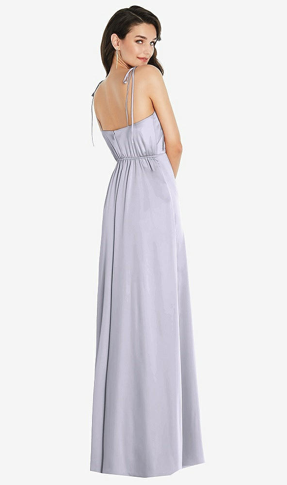 Back View - Silver Dove Skinny Tie-Shoulder Satin Maxi Dress with Front Slit