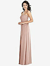 Side View Thumbnail - Toasted Sugar Skinny Tie-Shoulder Satin Maxi Dress with Front Slit
