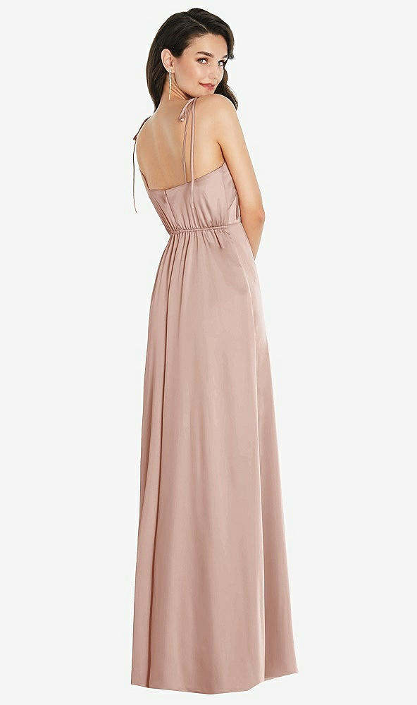 Back View - Toasted Sugar Skinny Tie-Shoulder Satin Maxi Dress with Front Slit