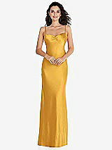 Front View Thumbnail - NYC Yellow Open-Back Convertible Strap Maxi Bias Slip Dress