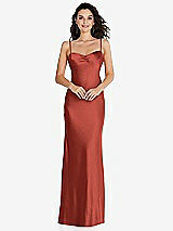 Front View Thumbnail - Amber Sunset Open-Back Convertible Strap Maxi Bias Slip Dress