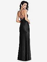 Rear View Thumbnail - Black Open-Back Convertible Strap Maxi Bias Slip Dress