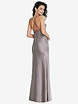Rear View Thumbnail - Cashmere Gray Open-Back Convertible Strap Maxi Bias Slip Dress