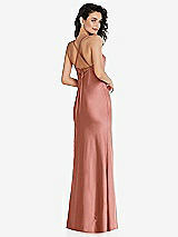 Rear View Thumbnail - Desert Rose Open-Back Convertible Strap Maxi Bias Slip Dress