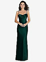 Front View Thumbnail - Evergreen Open-Back Convertible Strap Maxi Bias Slip Dress