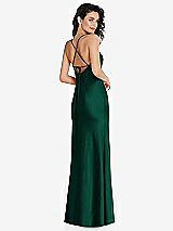 Rear View Thumbnail - Hunter Green Open-Back Convertible Strap Maxi Bias Slip Dress
