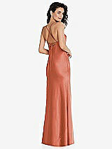 Rear View Thumbnail - Terracotta Copper Open-Back Convertible Strap Maxi Bias Slip Dress