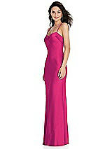 Side View Thumbnail - Think Pink Open-Back Convertible Strap Maxi Bias Slip Dress