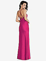 Rear View Thumbnail - Think Pink Open-Back Convertible Strap Maxi Bias Slip Dress