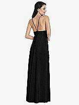 Rear View Thumbnail - Black Deep V-Neck Metallic Gown with Convertible Straps