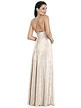Alt View 2 Thumbnail - Rose Gold Deep V-Neck Metallic Gown with Convertible Straps