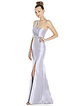 Side View Thumbnail - Silver Dove Draped One-Shoulder Satin Trumpet Gown with Front Slit