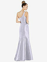 Rear View Thumbnail - Silver Dove Draped One-Shoulder Satin Trumpet Gown with Front Slit
