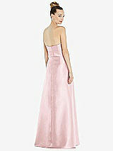 Rear View Thumbnail - Ballet Pink Basque-Neck Strapless Satin Gown with Mini Sash