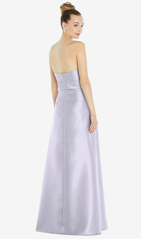 Back View - Silver Dove Basque-Neck Strapless Satin Gown with Mini Sash