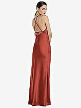 Rear View Thumbnail - Amber Sunset Diamond Halter Bias Maxi Slip Dress with Convertible Straps