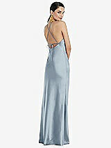 Rear View Thumbnail - Mist Diamond Halter Bias Maxi Slip Dress with Convertible Straps